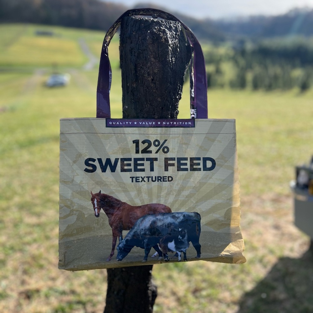 Recycled Lined Farm Feed Sacks Bag! Unique Christmas Gift.